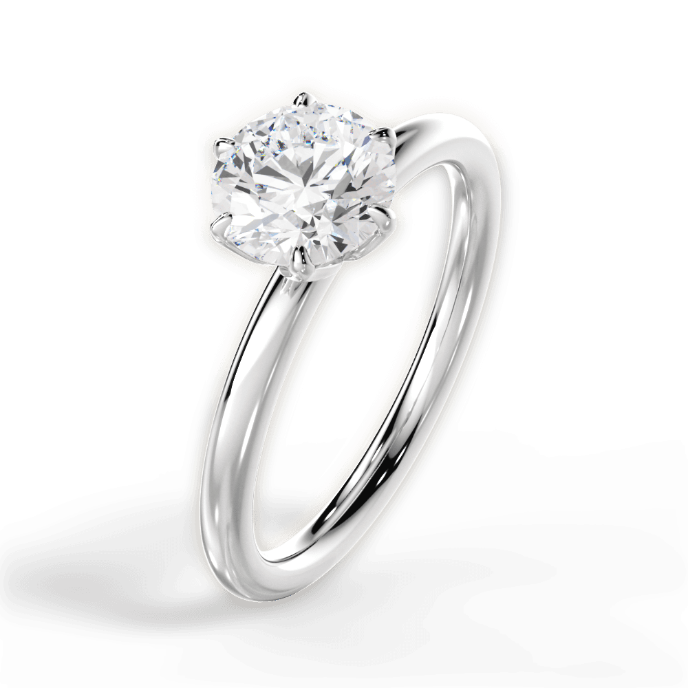 Alexa Round Cut Lab Grown Diamond 14Kt White Gold Engagement Ring - View 2