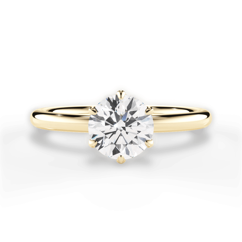 Alexa Round Cut Lab Grown Diamond 18Kt Yellow Gold Engagement Ring