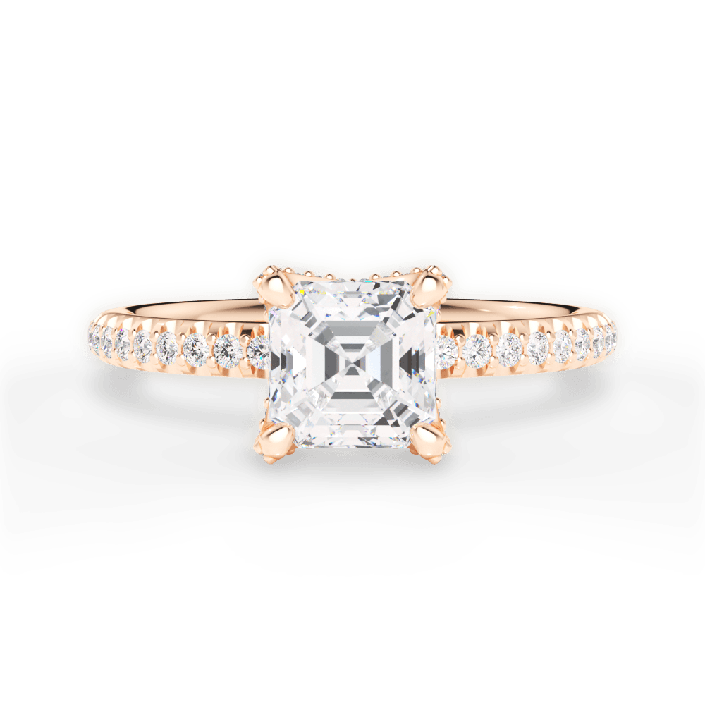 Cora Asscher Cut Lab Grown Diamond 18Kt Rose Gold Engagement Ring