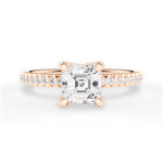 Cora Asscher Cut Lab Grown Diamond 18Kt Rose Gold Engagement Ring