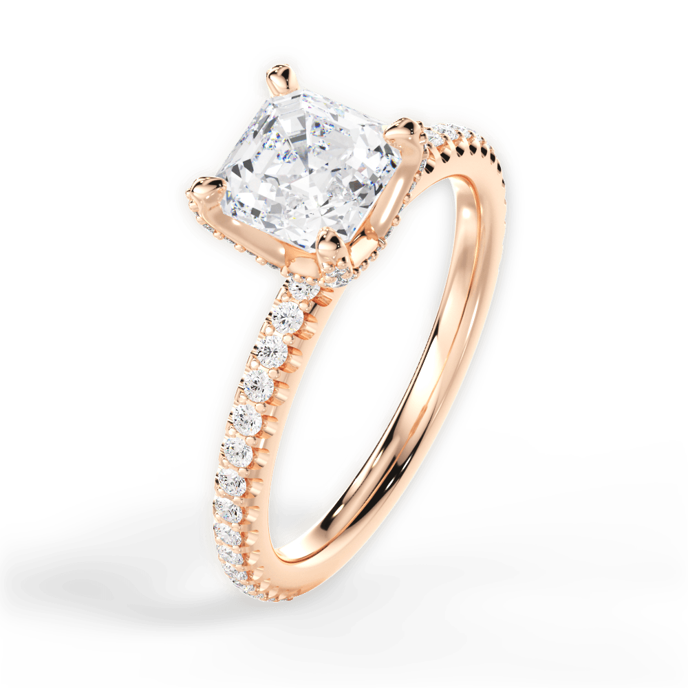 Cora Asscher Cut Lab Grown Diamond 18Kt Rose Gold Engagement Ring - View 3