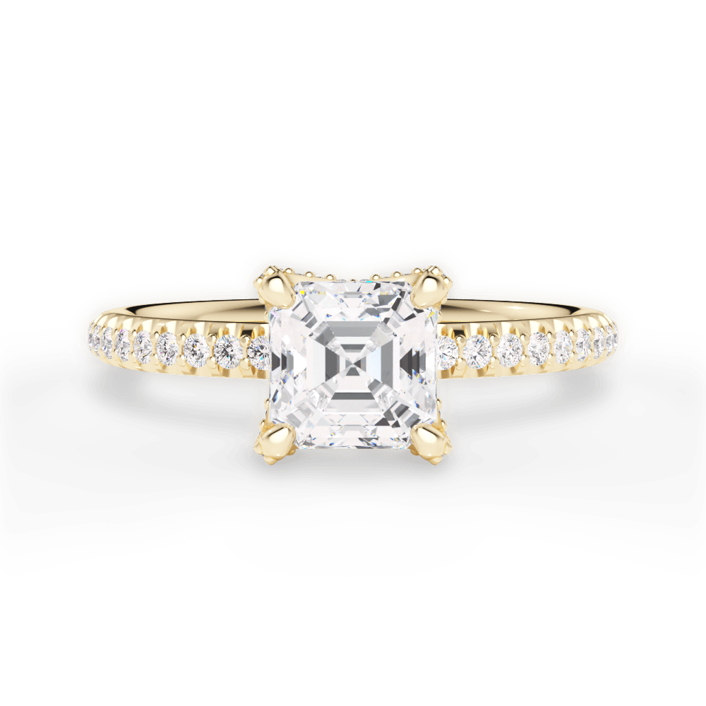Cora Asscher Cut Lab Grown Diamond 18Kt Yellow Gold Engagement Ring