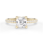 Cora Asscher Cut Lab Grown Diamond 18Kt Yellow Gold Engagement Ring