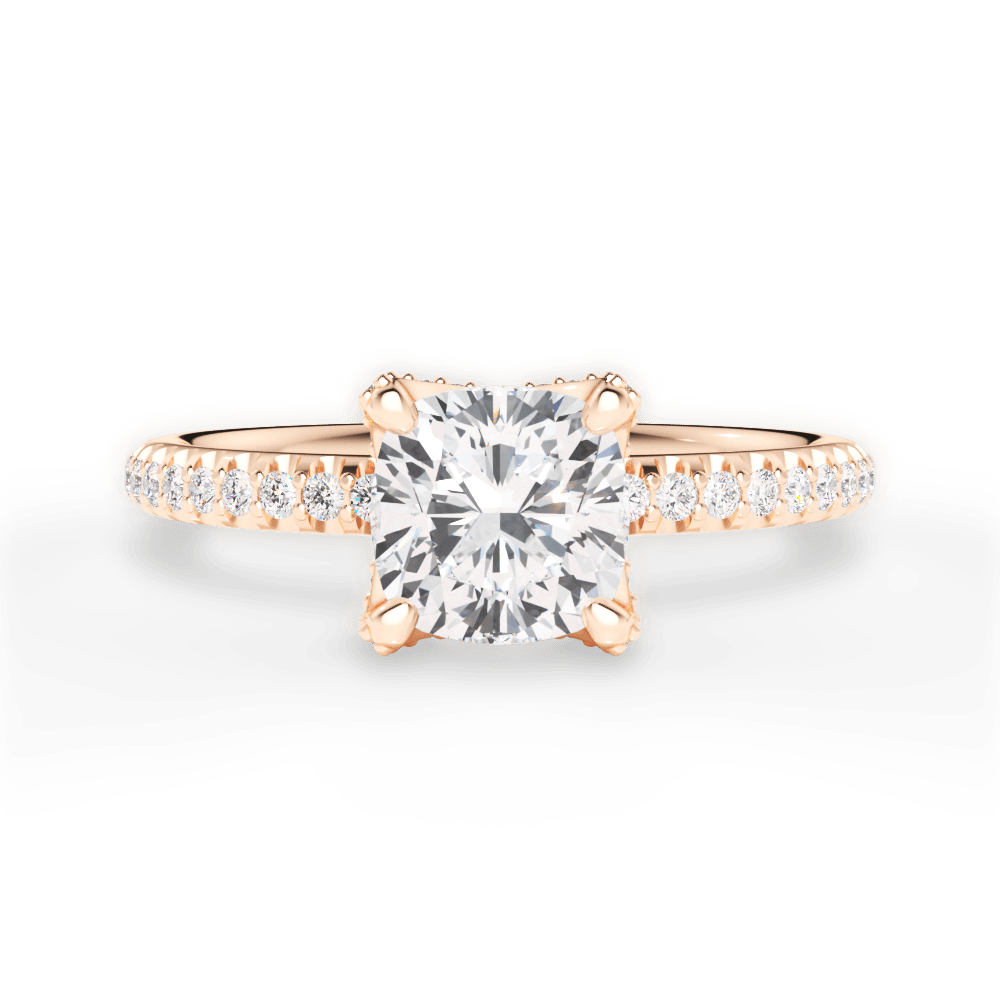 Cora Cushion Cut Lab Grown Diamond 18Kt Rose Gold Engagement Ring
