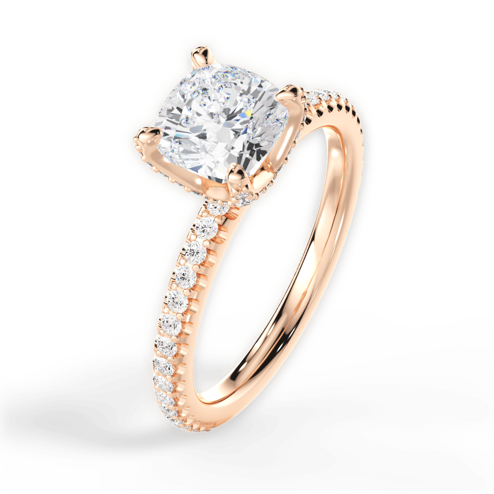 Cora Cushion Cut Lab Grown Diamond 18Kt Rose Gold Engagement Ring - View 4