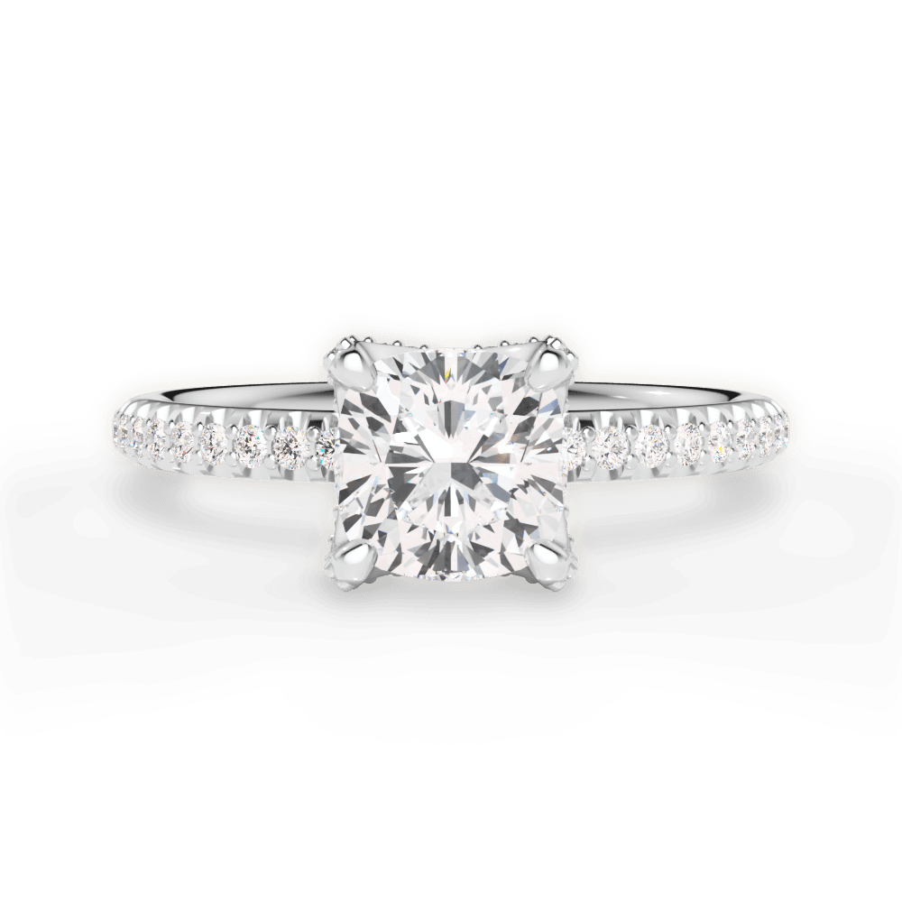 Cora Cushion Cut Lab Grown Diamond Platinum Engagement Ring