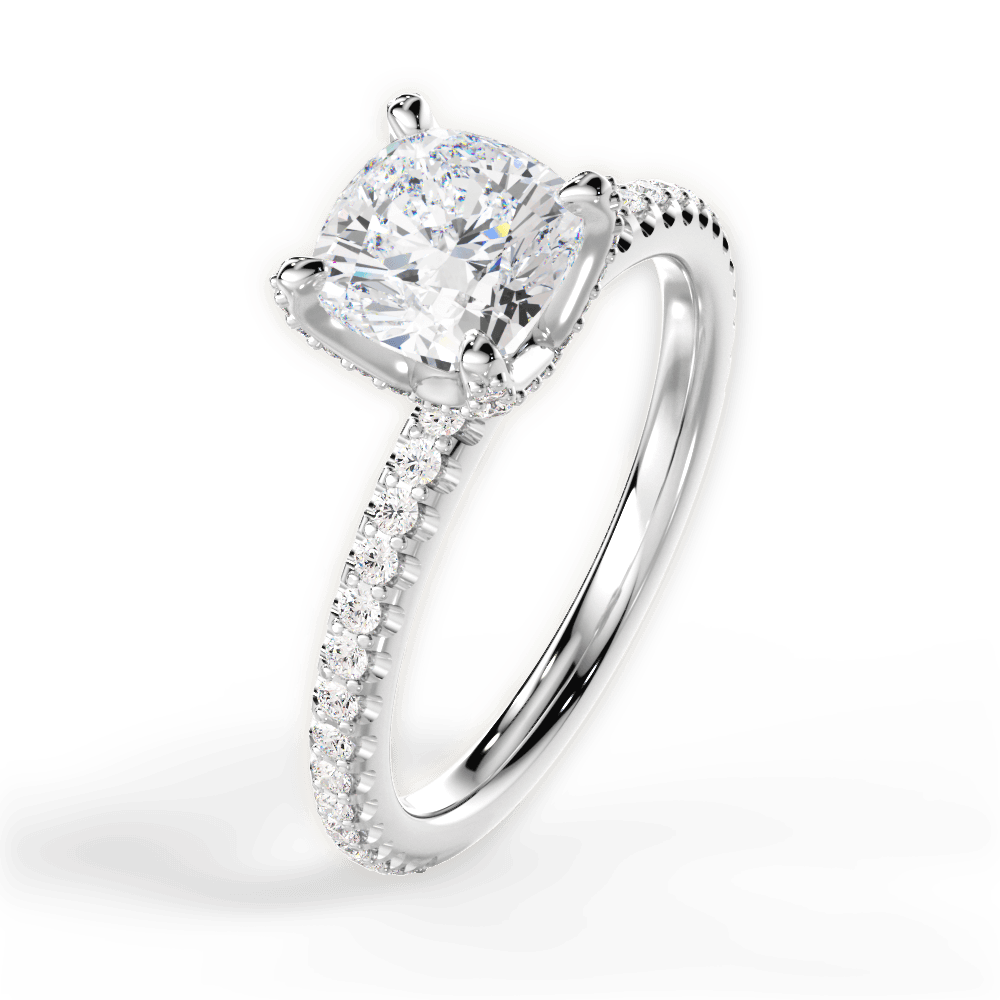 Cora Cushion Cut Lab Grown Diamond 18Kt White Gold Engagement Ring - View 4