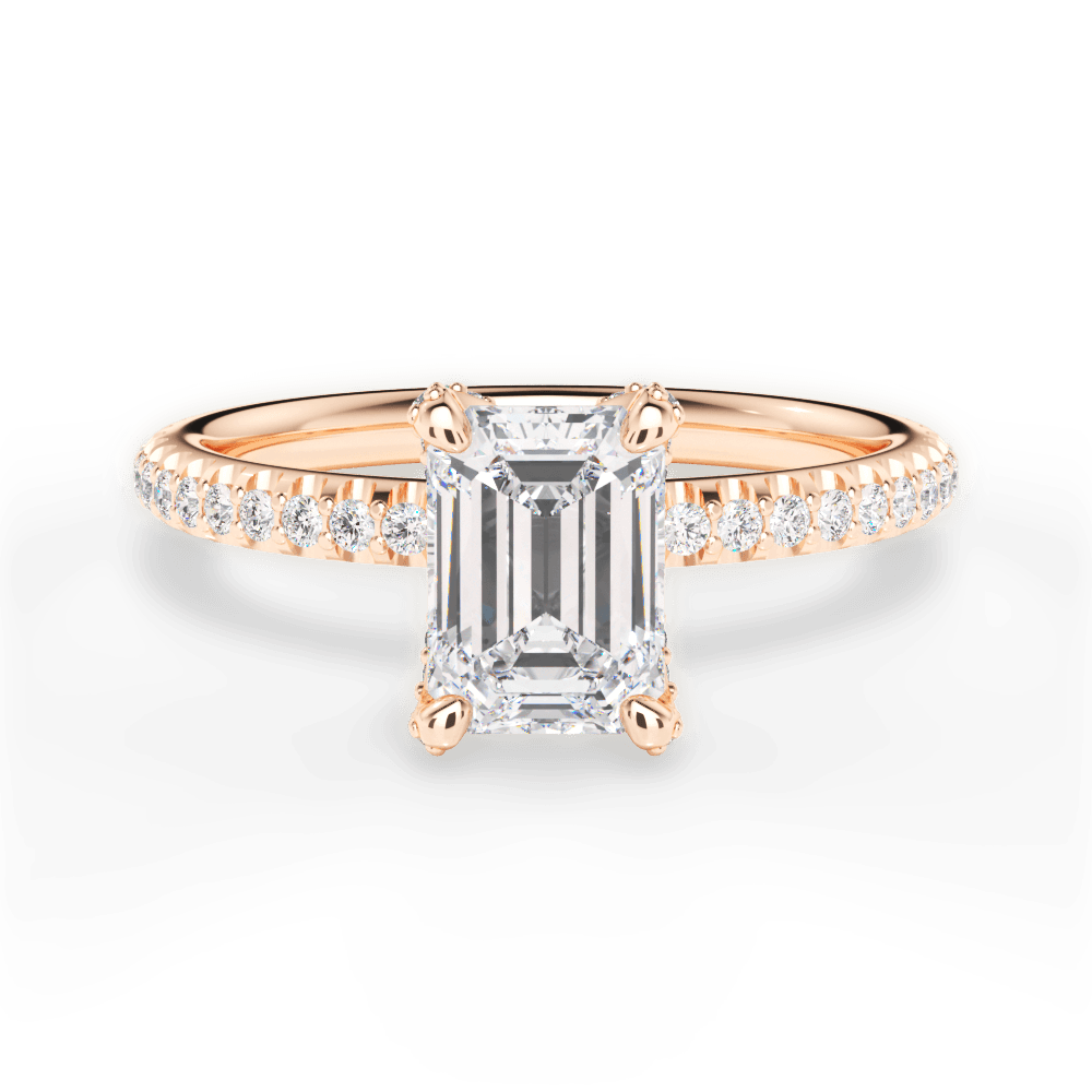 Cora Emerald Cut Lab Grown Diamond 18Kt Rose Gold Engagement Ring