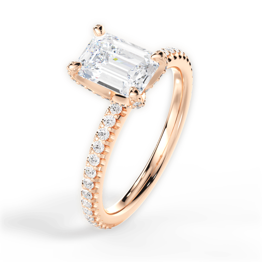 Cora Emerald Cut Lab Grown Diamond 18Kt Rose Gold Engagement Ring - View 3