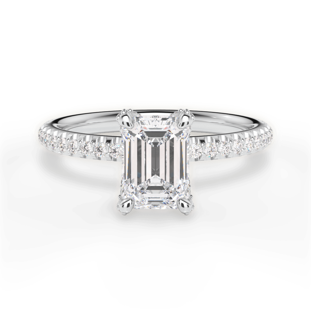 Cora Emerald Cut Lab Grown Diamond Platinum Engagement Ring