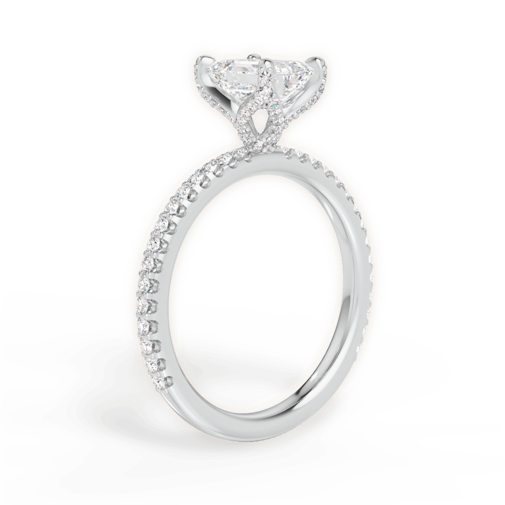 Cora Emerald Cut Lab Grown Diamond 18Kt White Gold Engagement Ring - View 3