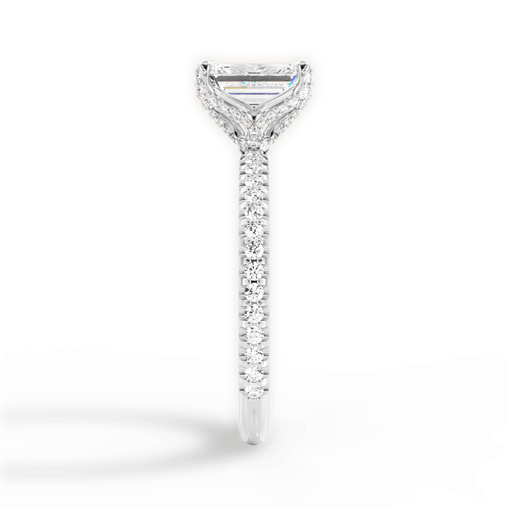 Cora Emerald Cut Lab Grown Diamond Platinum Engagement Ring - View 4