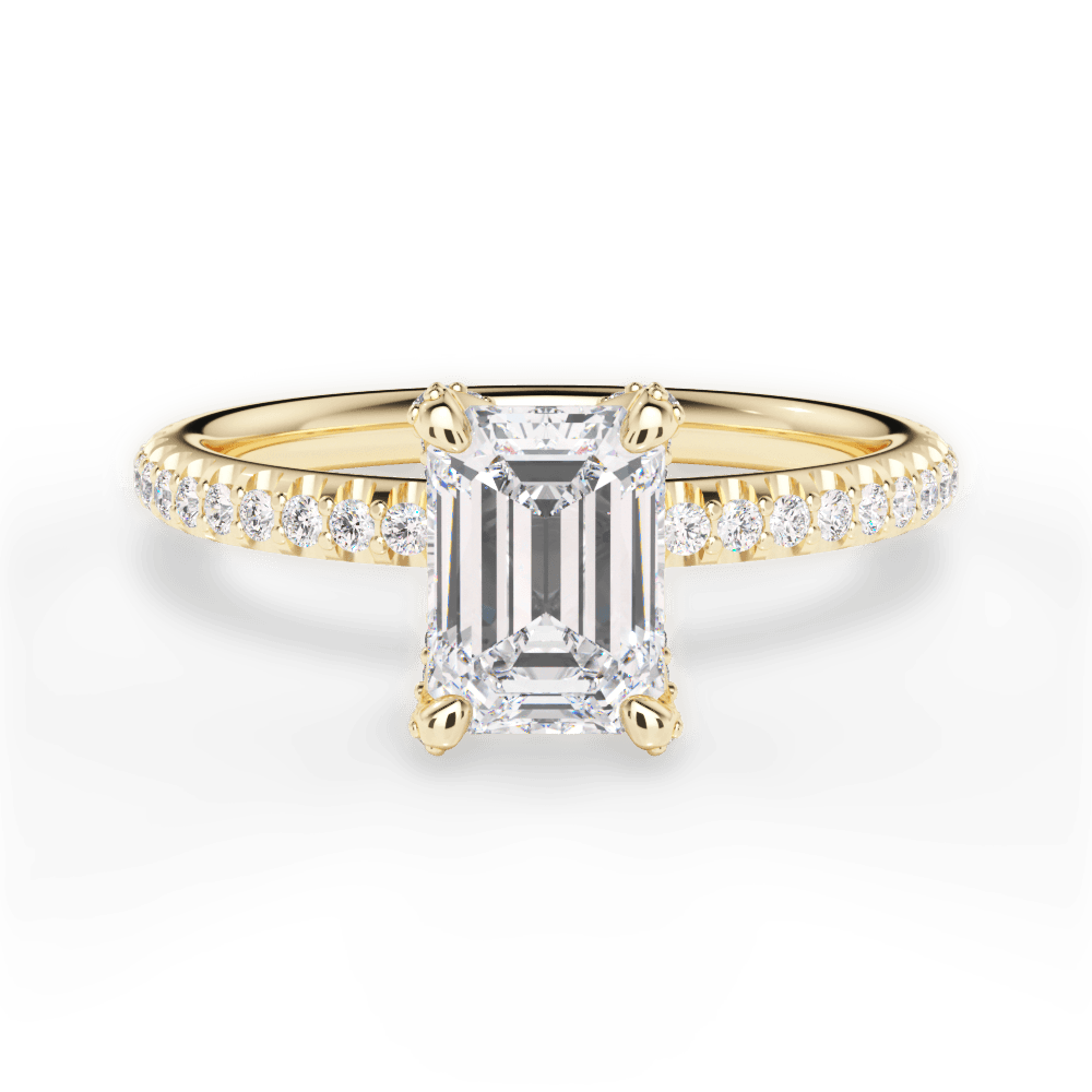 Cora Emerald Cut Lab Grown Diamond 18Kt Yellow Gold Engagement Ring