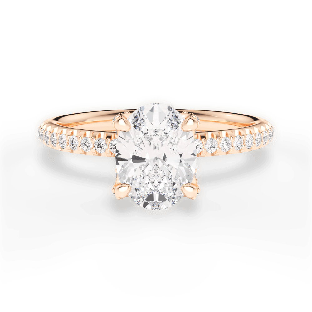 Cora Oval Cut Lab Grown Diamond 18Kt Rose Gold Engagement Ring