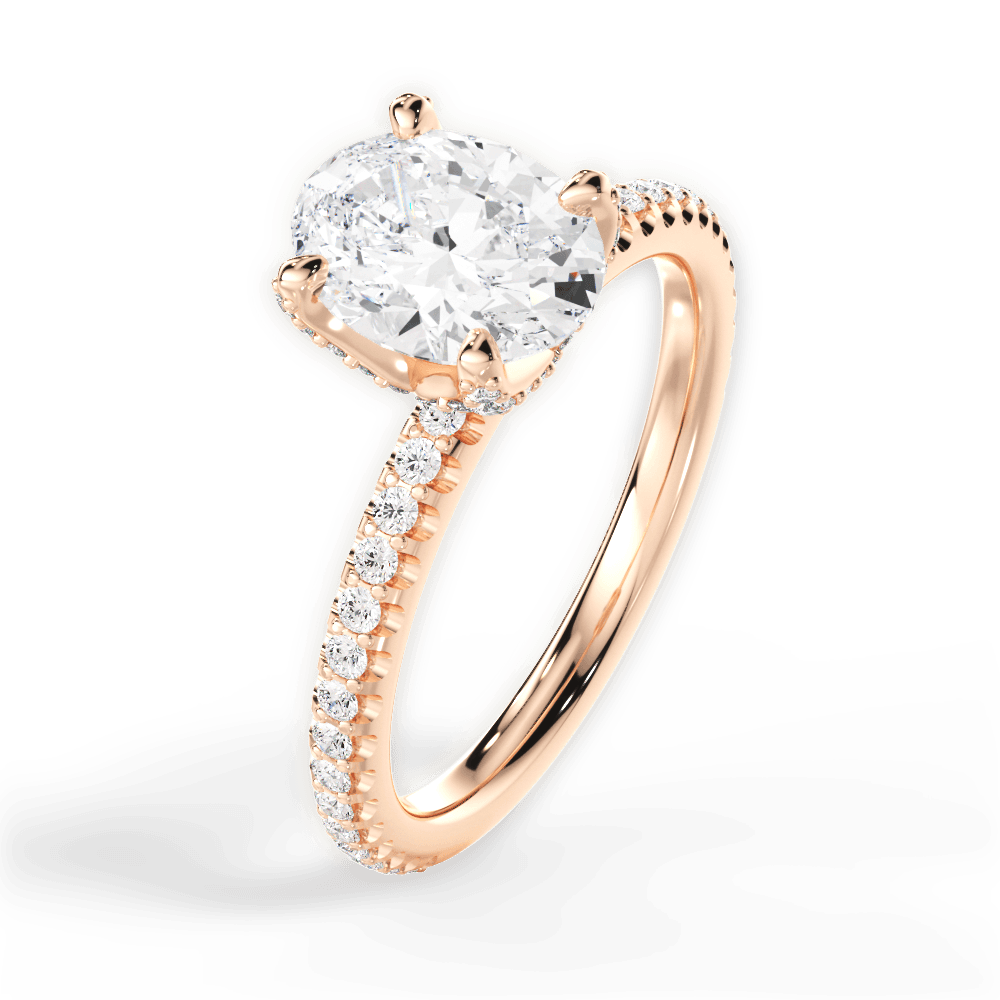Cora Oval Cut Lab Grown Diamond 18Kt Rose Gold Engagement Ring - View 3