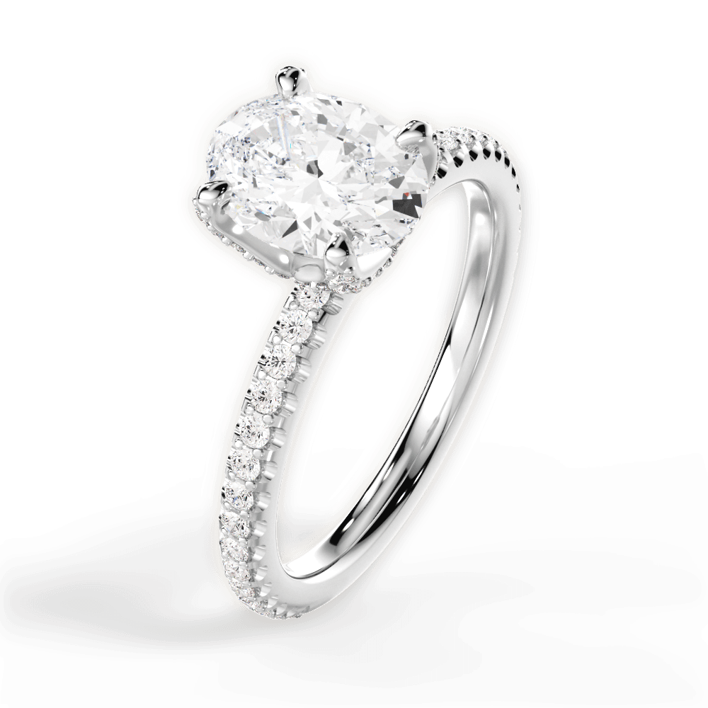 Cora Oval Cut Lab Grown Diamond Platinum Engagement Ring - View 2