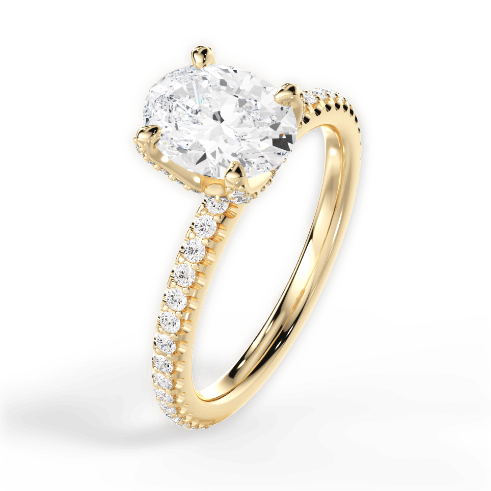 Cora Oval Cut Lab Grown Diamond 18Kt Yellow Gold Engagement Ring - View 3