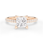 Cora Princess Cut Lab Grown Diamond 18Kt Rose Gold Engagement Ring