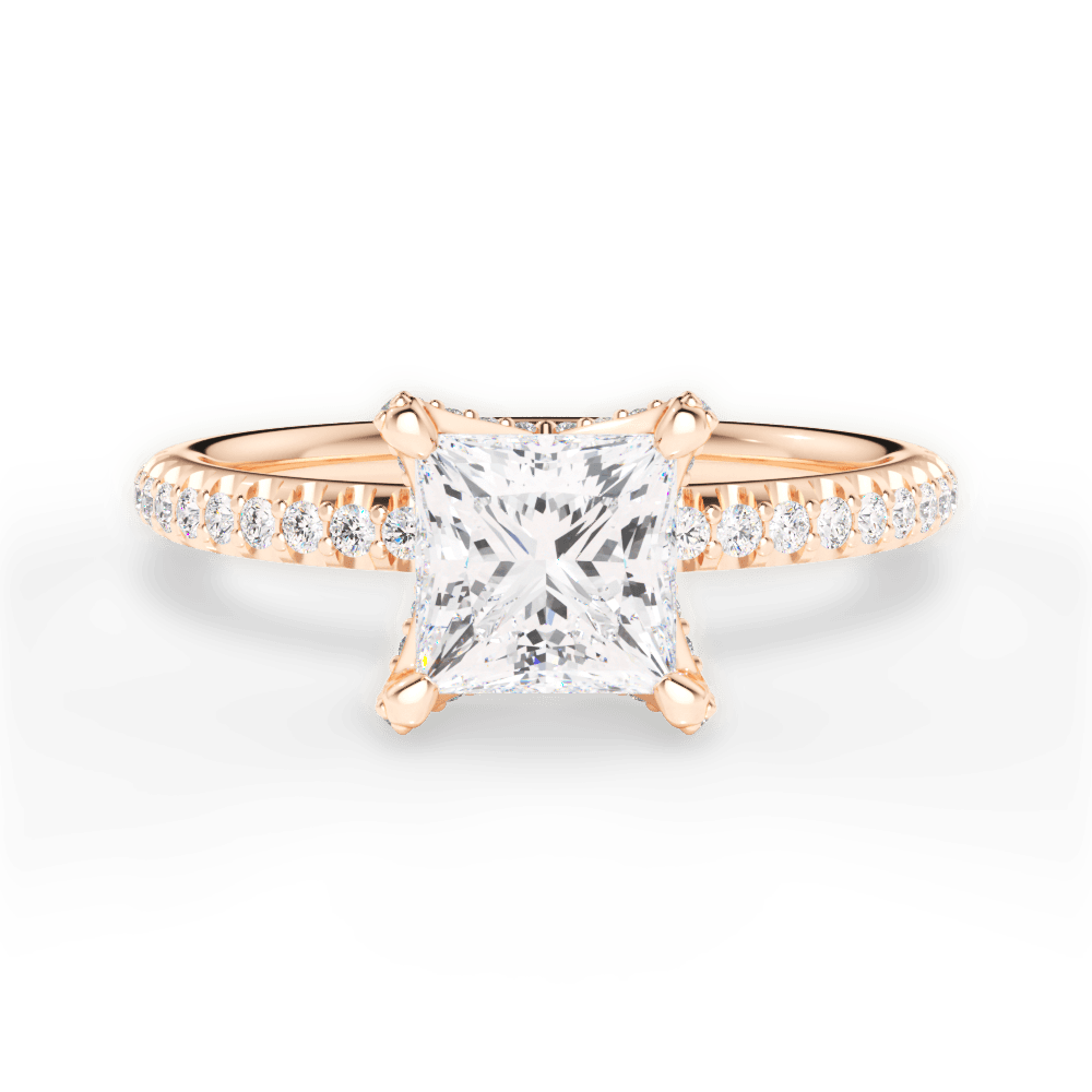 Cora Princess Cut Lab Grown Diamond 18Kt Rose Gold Engagement Ring