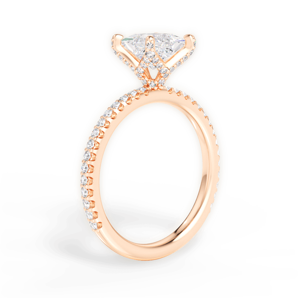 Cora Princess Cut Lab Grown Diamond 18Kt Rose Gold Engagement Ring - View 3