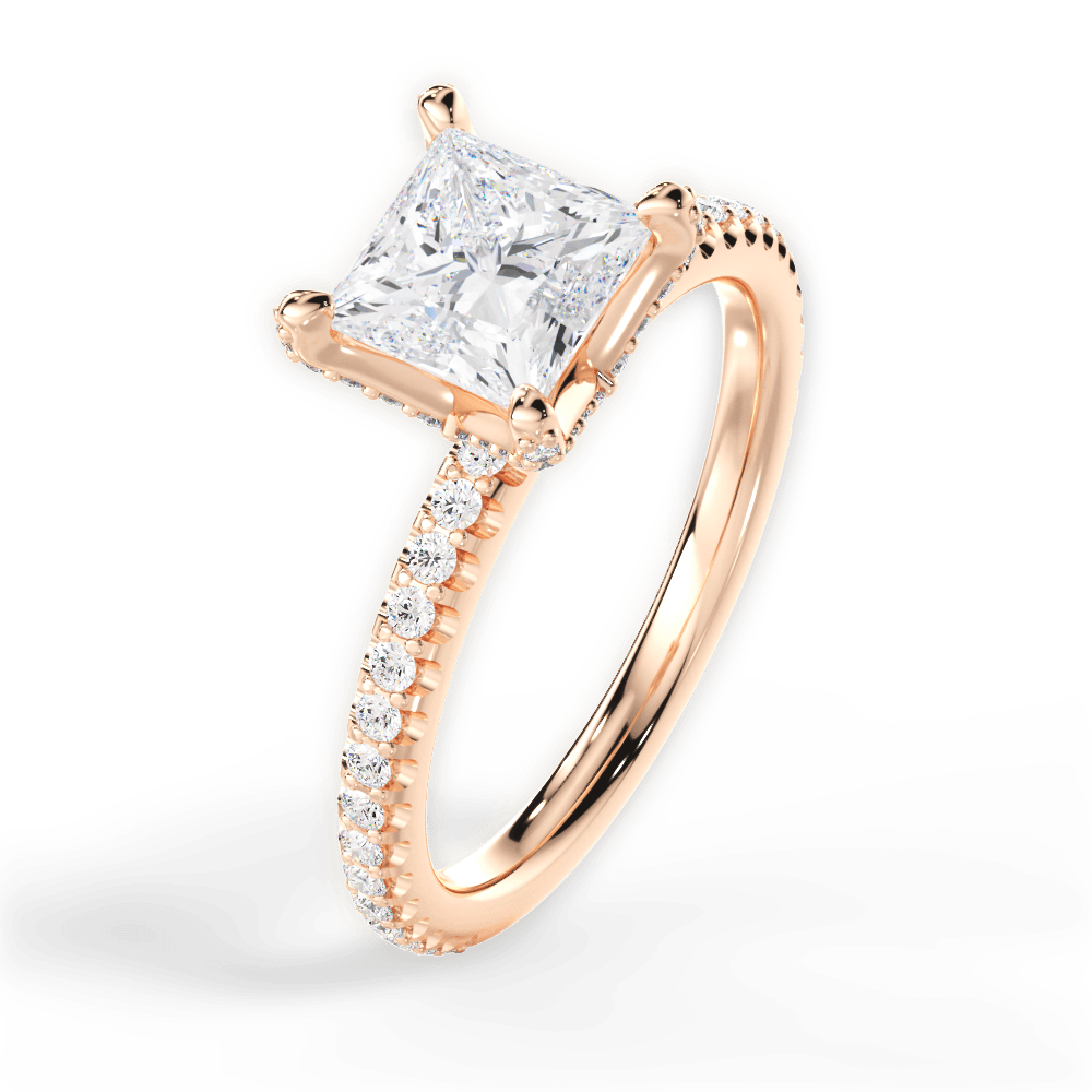 Cora Princess Cut Lab Grown Diamond 18Kt Rose Gold Engagement Ring - View 4