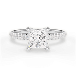 Cora Princess Cut Lab Grown Diamond 18Kt White Gold Engagement Ring
