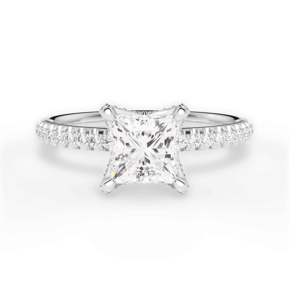 Cora Princess Cut Lab Grown Diamond Platinum Engagement Ring
