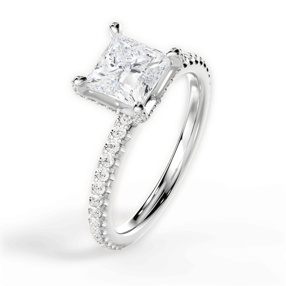 Cora Princess Cut Lab Grown Diamond 18Kt White Gold Engagement Ring - View 4