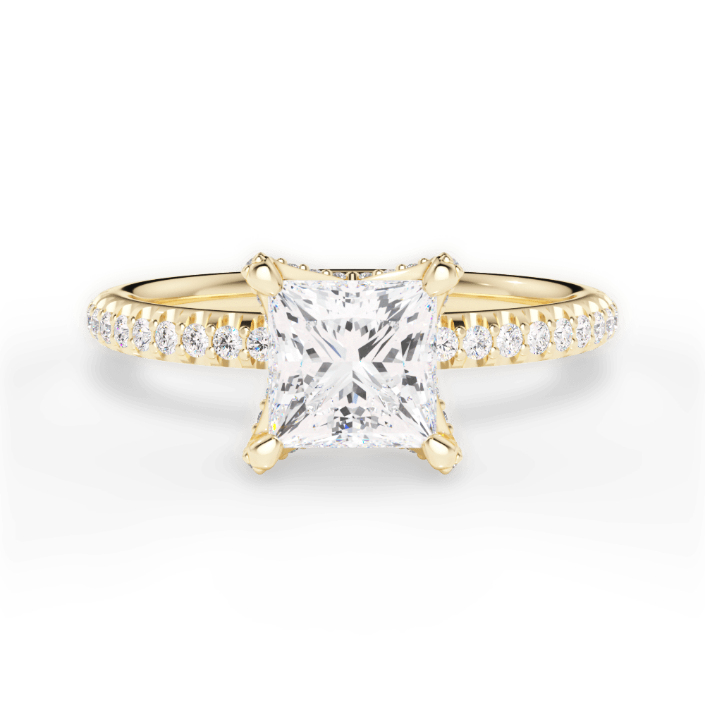 Cora Princess Cut Lab Grown Diamond 18Kt Yellow Gold Engagement Ring