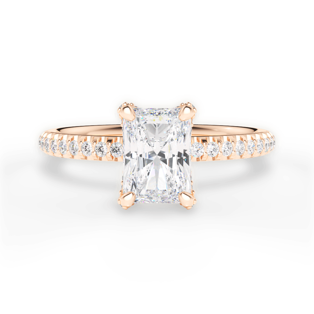 Cora Radiant Cut Lab Grown Diamond 18Kt Rose Gold Engagement Ring