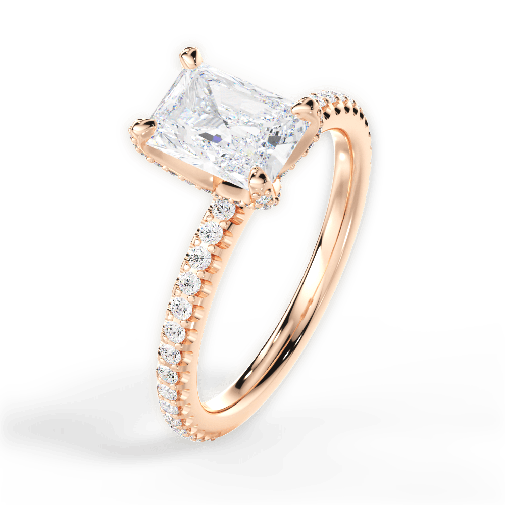 Cora Radiant Cut Lab Grown Diamond 18Kt Rose Gold Engagement Ring - View 3