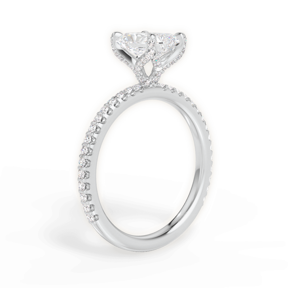 Cora Radiant Cut Lab Grown Diamond 18Kt White Gold Engagement Ring - View 4