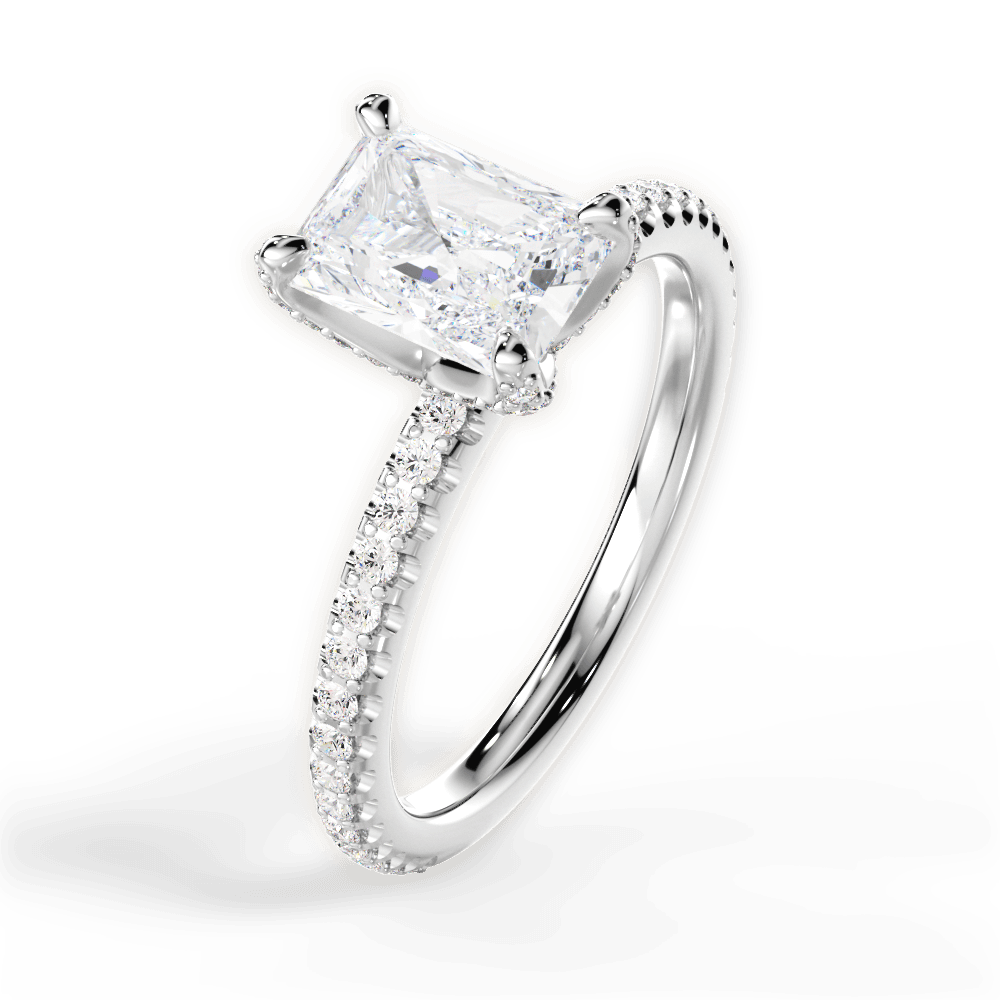 Cora Radiant Cut Lab Grown Diamond Platinum Engagement Ring - View 2