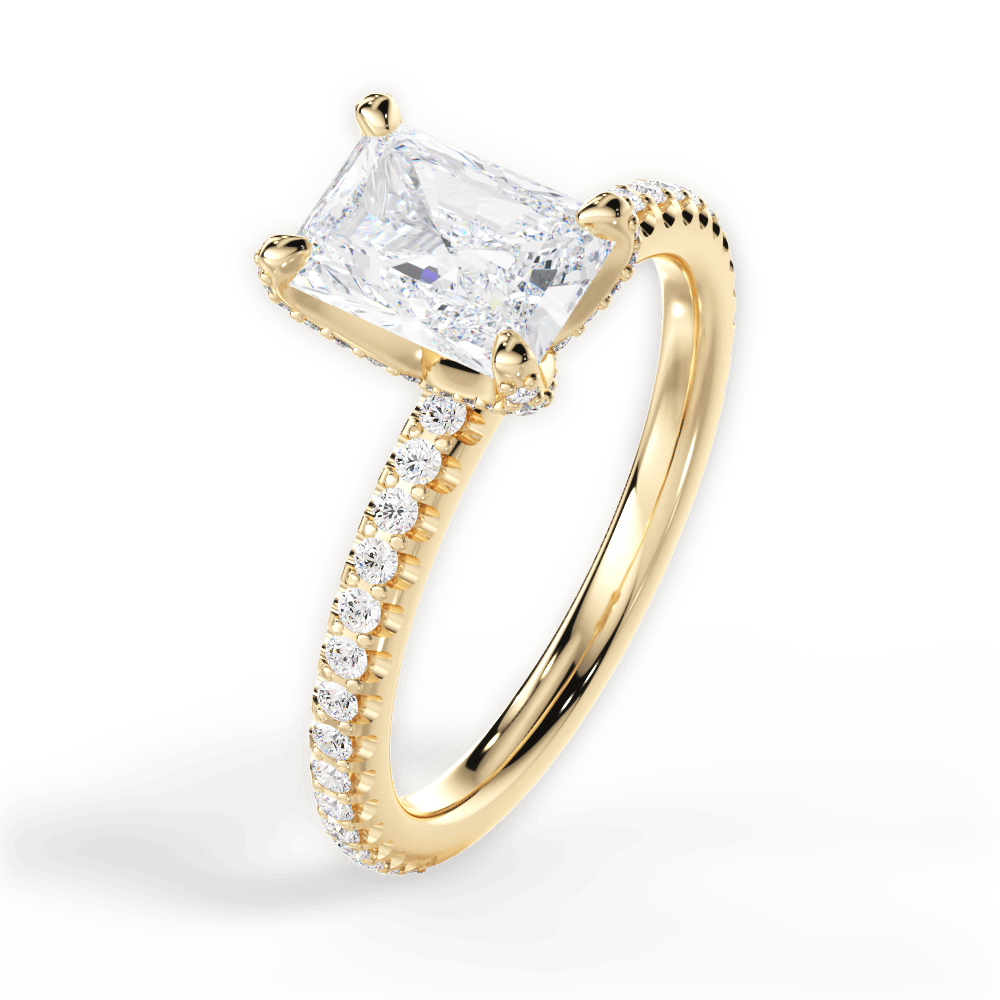 Cora Radiant Cut Lab Grown Diamond 18Kt Yellow Gold Engagement Ring - View 2