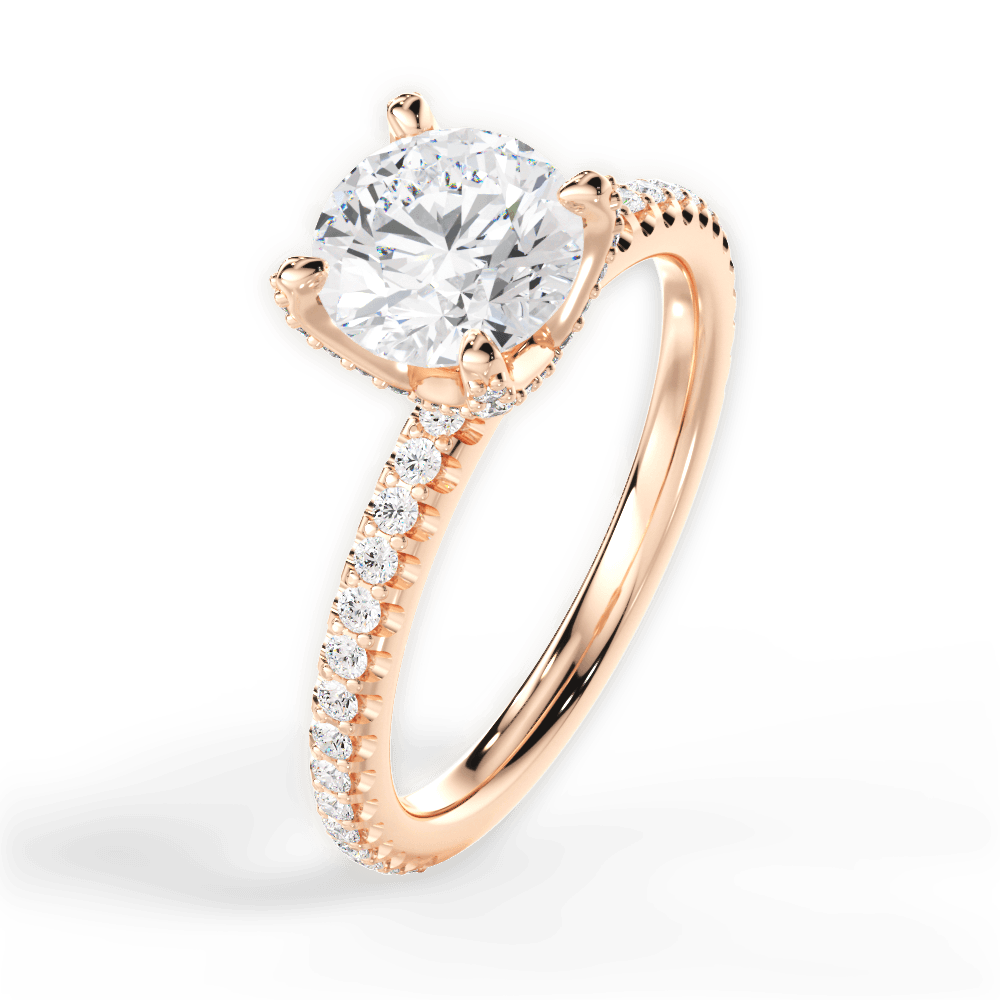 Cora Round Cut Lab Grown Diamond 18Kt Rose Gold Engagement Ring - View 3