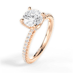 Cora Round Cut Lab Grown Diamond 18Kt Rose Gold Engagement Ring - View 3