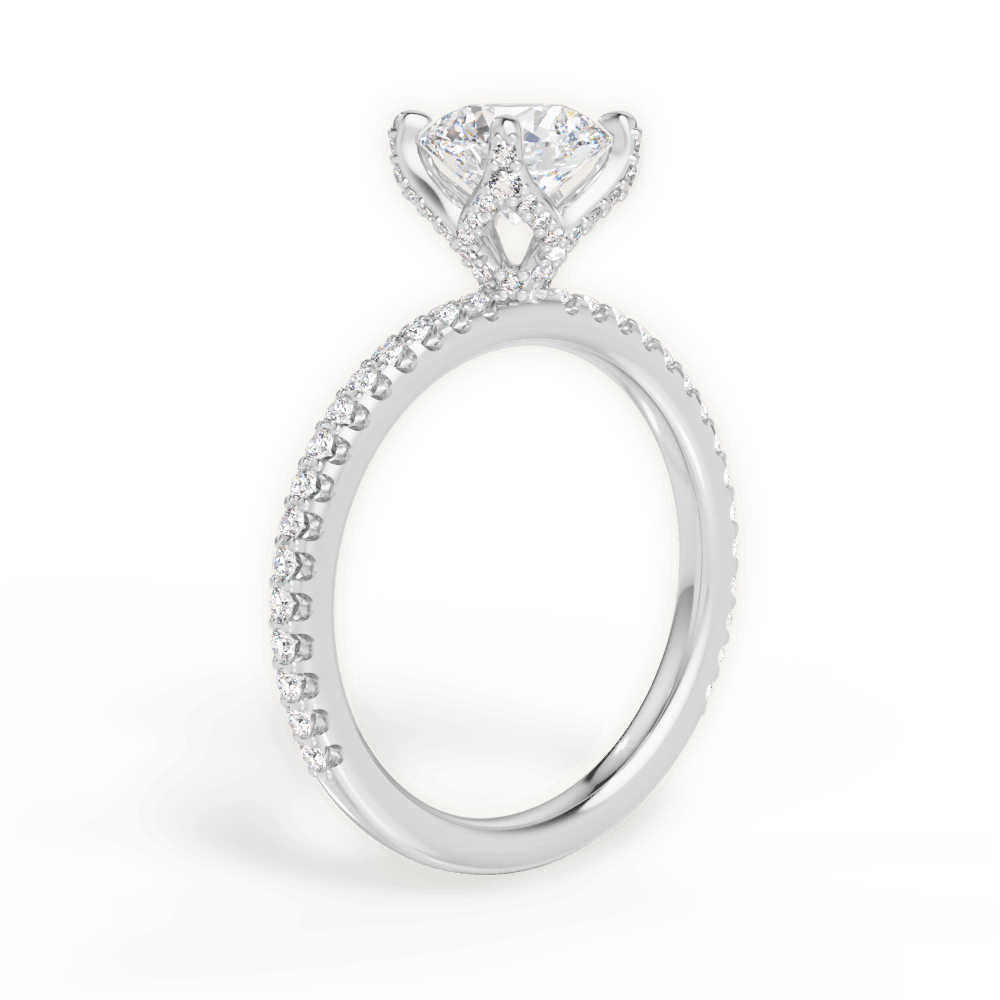 Cora Round Cut Lab Grown Diamond Platinum Engagement Ring - View 3