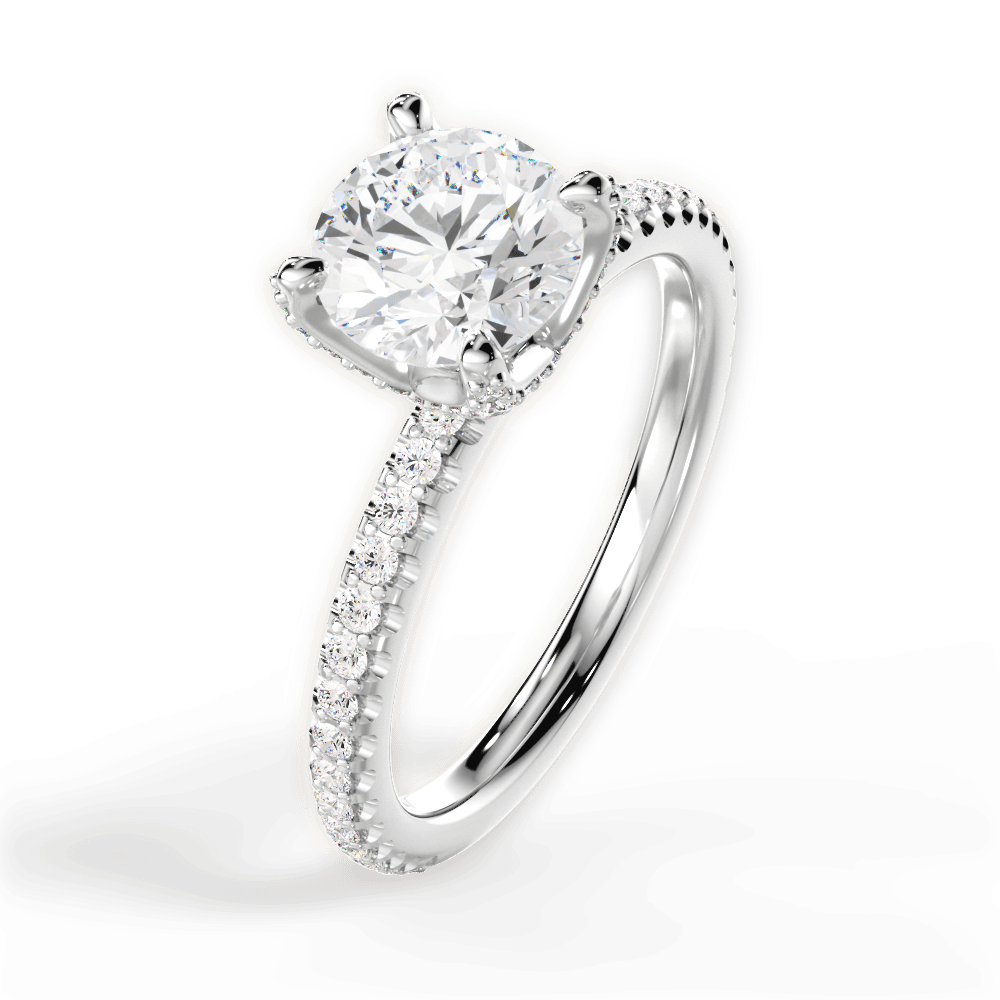Cora Round Cut Lab Grown Diamond 14Kt White Gold Engagement Ring - View 4