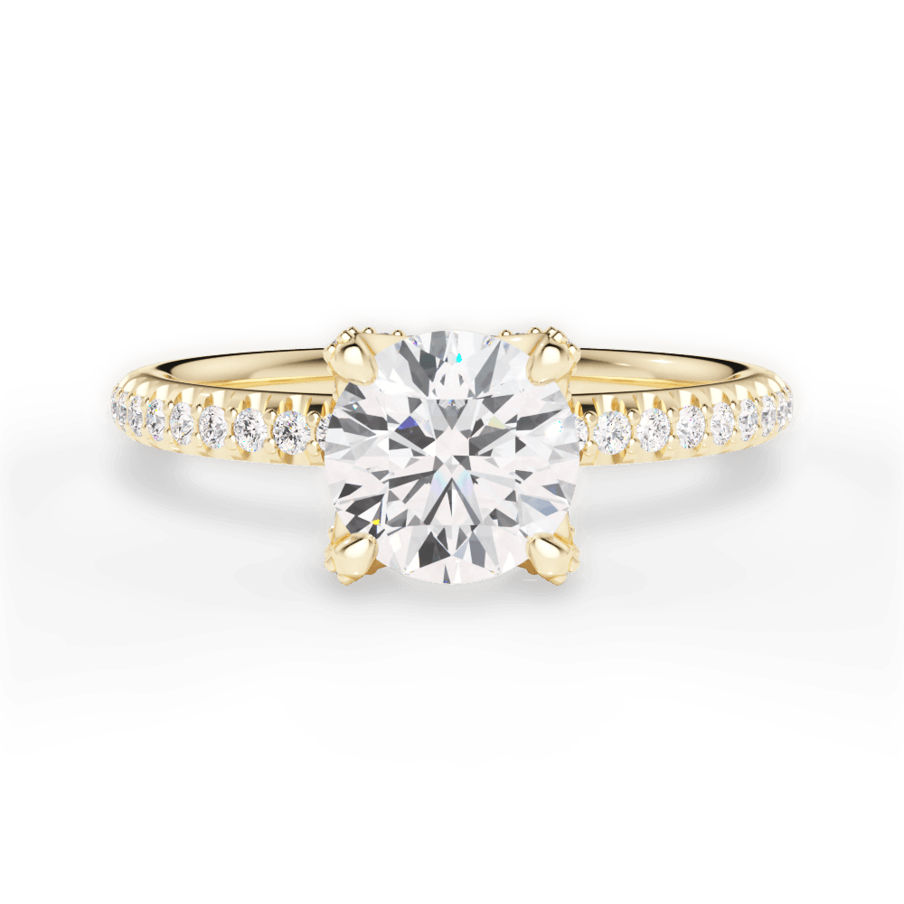 Cora Round Cut Lab Grown Diamond 18Kt Yellow Gold Engagement Ring