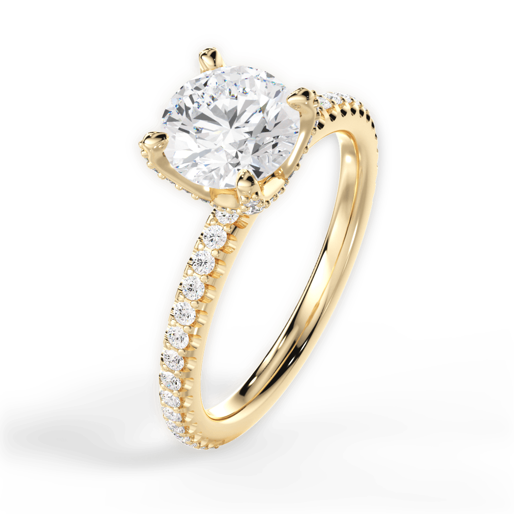 Cora Round Cut Lab Grown Diamond 18Kt Yellow Gold Engagement Ring - View 3