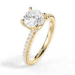 Cora Round Cut Lab Grown Diamond 18Kt Yellow Gold Engagement Ring - View 3