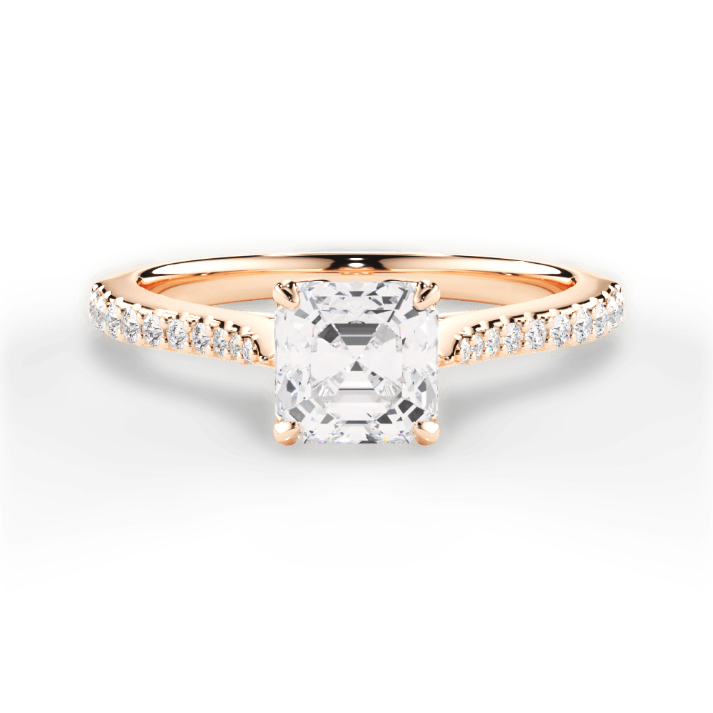 Danielle Asscher Cut Lab Grown Diamond 18Kt Rose Gold Engagement Ring