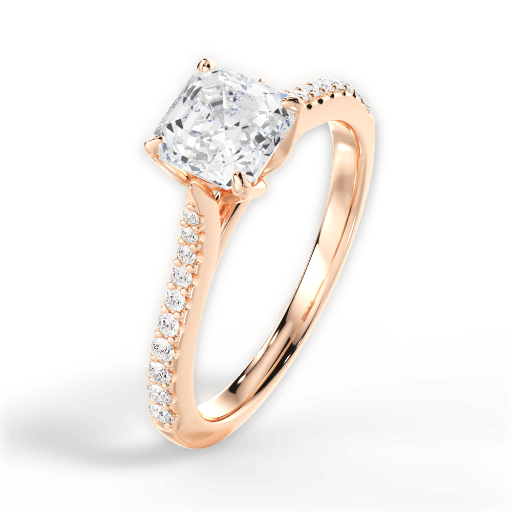 Danielle Asscher Cut Lab Grown Diamond 18Kt Rose Gold Engagement Ring - View 3