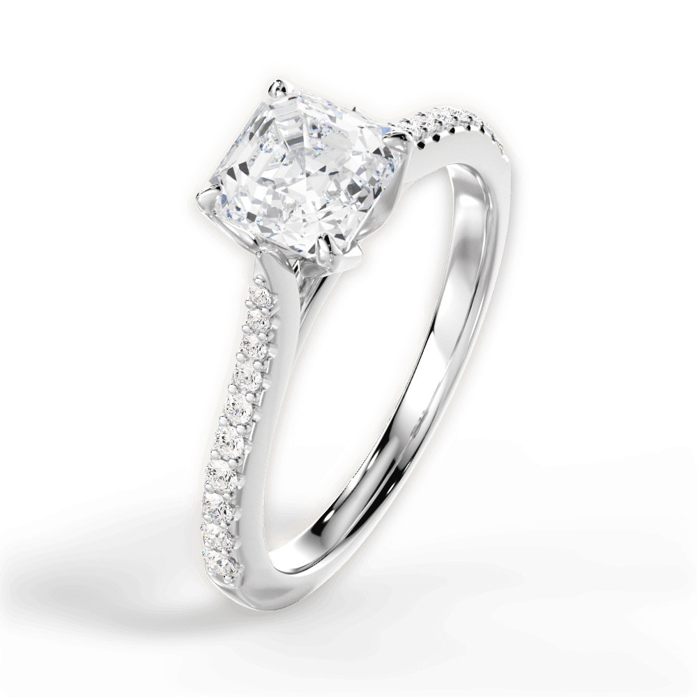 Danielle Asscher Cut Lab Grown Diamond 14Kt White Gold Engagement Ring - View 4