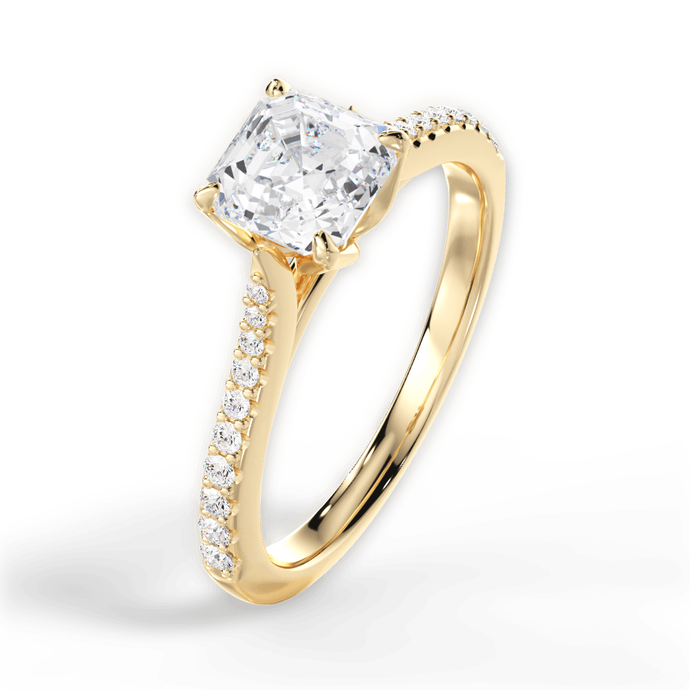 Danielle Asscher Cut Lab Grown Diamond 18Kt Yellow Gold Engagement Ring - View 3