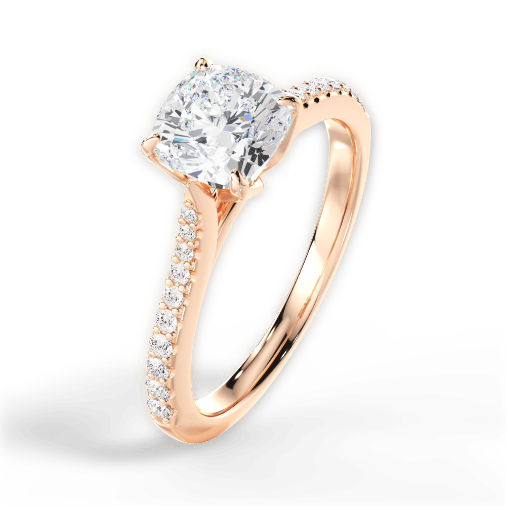 Danielle Cushion Cut Lab Grown Diamond 18Kt Rose Gold Engagement Ring - View 3