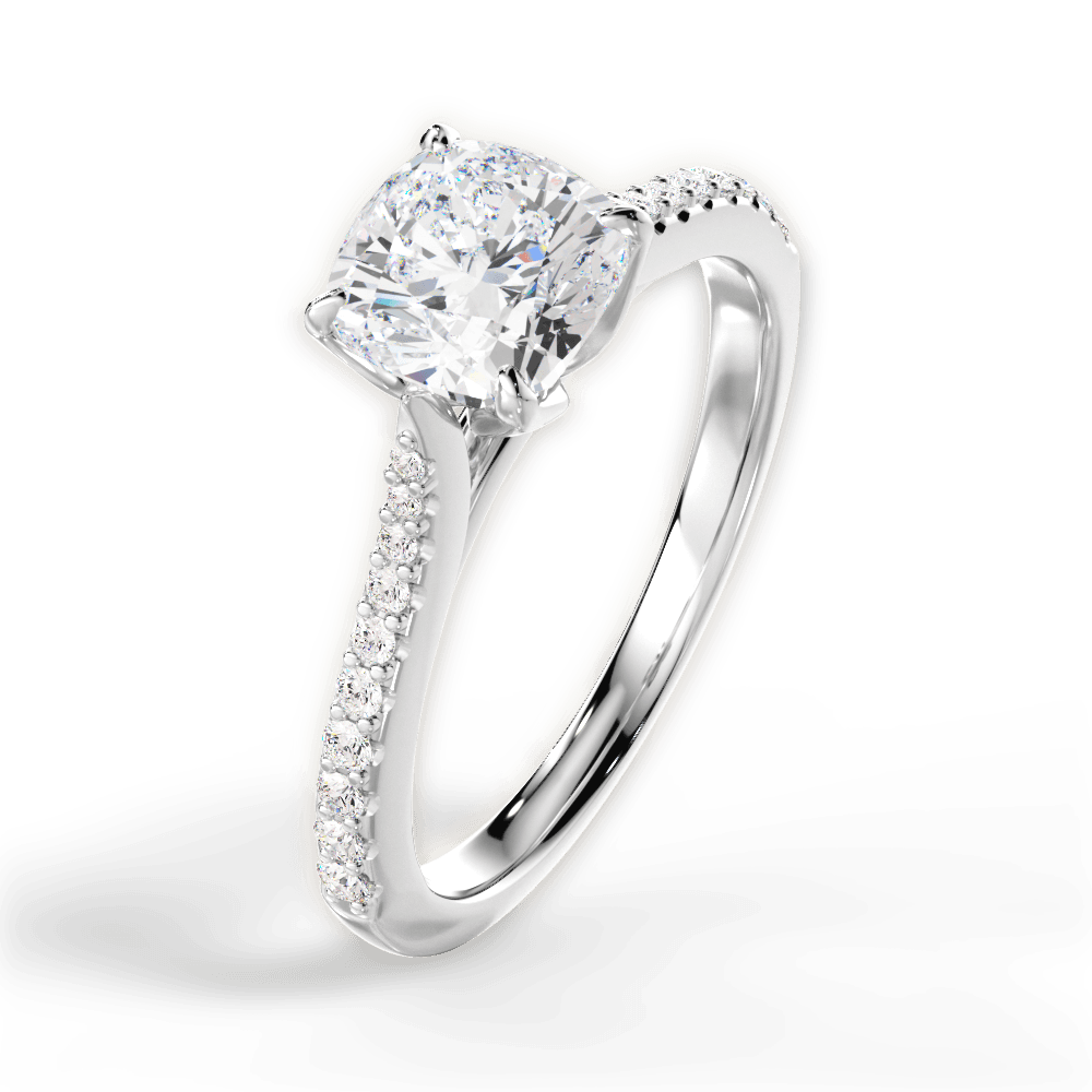 Danielle Cushion Cut Lab Grown Diamond Platinum Engagement Ring - View 4