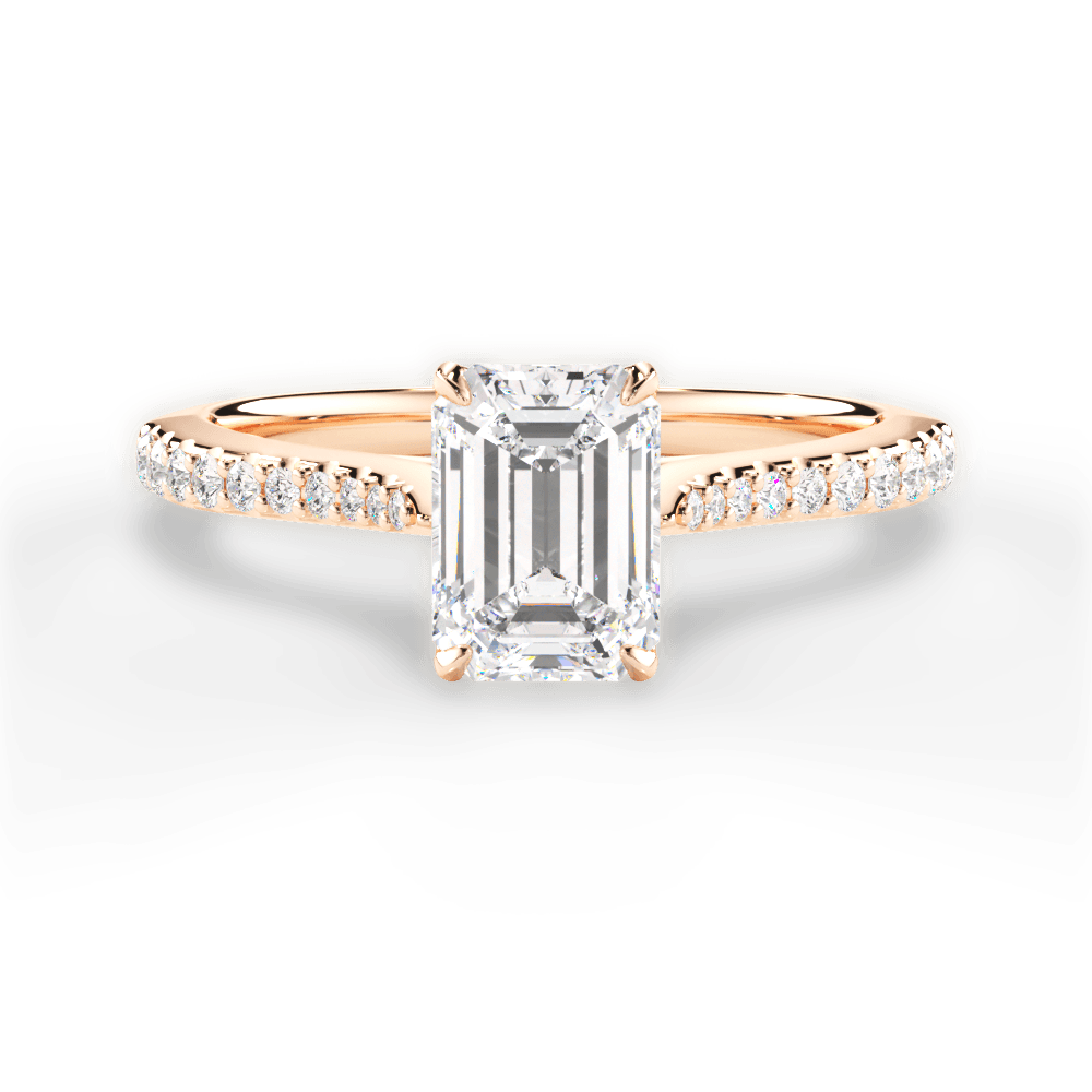 Danielle Emerald Cut Lab Grown Diamond 18Kt Rose Gold Engagement Ring