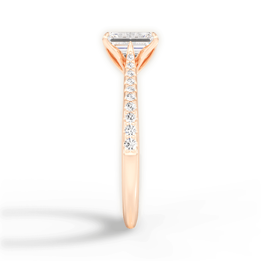 Danielle Emerald Cut Lab Grown Diamond 18Kt Rose Gold Engagement Ring - View 3