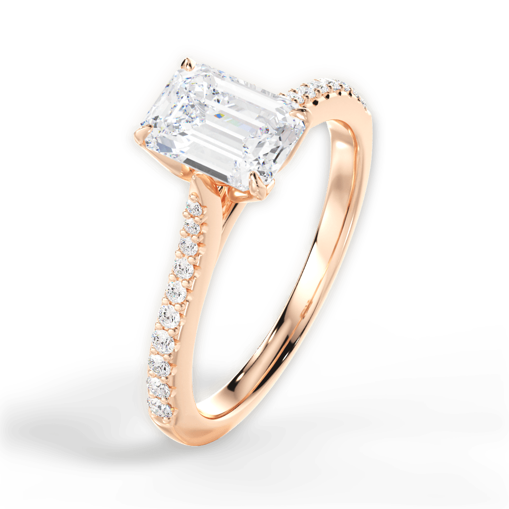 Danielle Emerald Cut Lab Grown Diamond 18Kt Rose Gold Engagement Ring - View 4